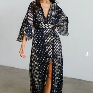 Blair blue dotted kimono maxi dress size S